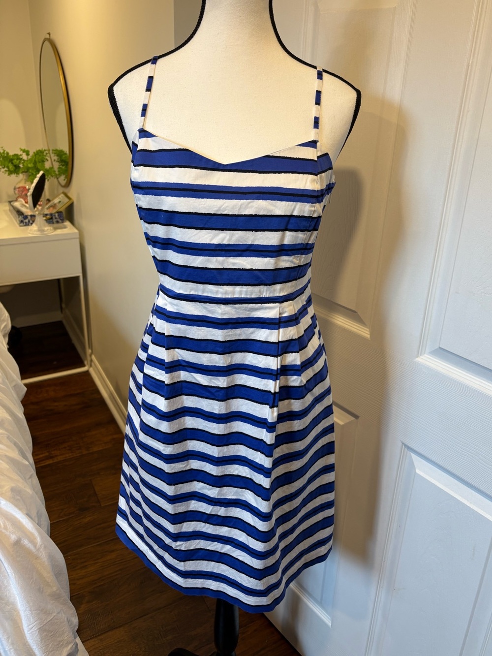 🌷GAP Blue White Striped Mini Dress Size 10 Adjustable Straps 3/$30
